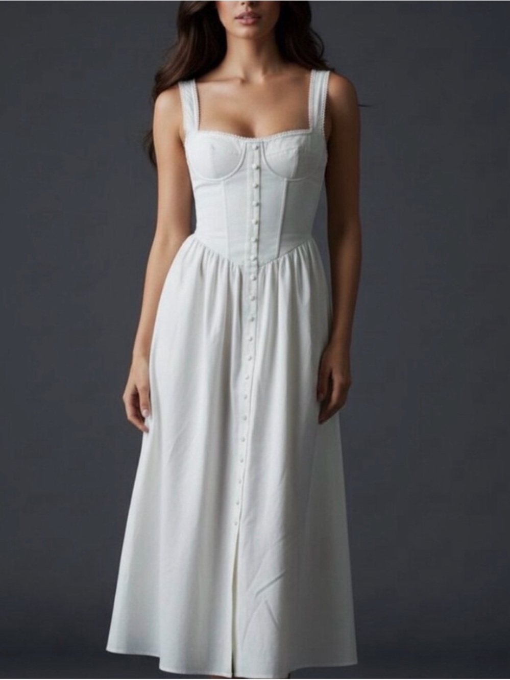 Rumored Antoinette White Corset Style Dress